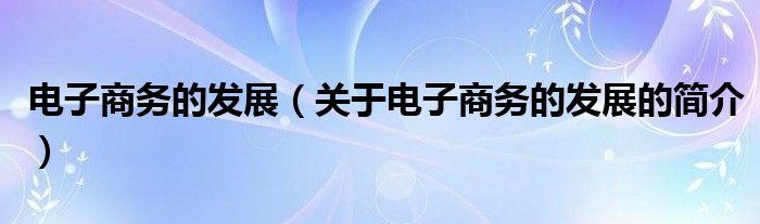 電子商務的發(fā)展（關于電子商務的發(fā)展的簡介）