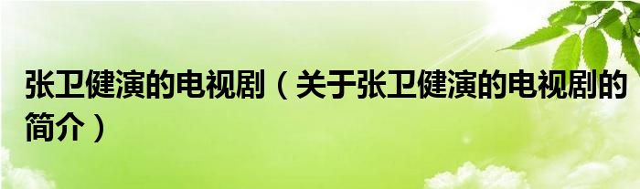 張衛(wèi)健演的電視?。P(guān)于張衛(wèi)健演的電視劇的簡介）