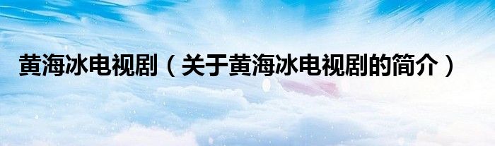 黃海冰電視?。P(guān)于黃海冰電視劇的簡介）