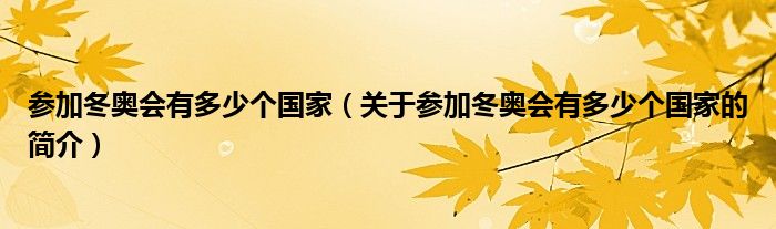參加冬奧會有多少個(gè)國家（關(guān)于參加冬奧會有多少個(gè)國家的簡介）