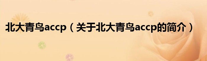 北大青鳥accp（關(guān)于北大青鳥accp的簡(jiǎn)介）