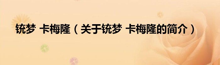 銃夢 卡梅?。P于銃夢 卡梅隆的簡介）
