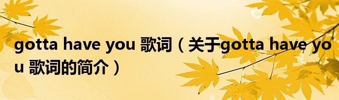 gotta have you 歌詞（關于gotta have you 歌詞的簡介）