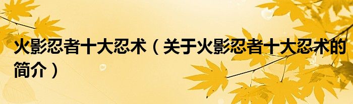 火影忍者十大忍術(shù)（關(guān)于火影忍者十大忍術(shù)的簡介）