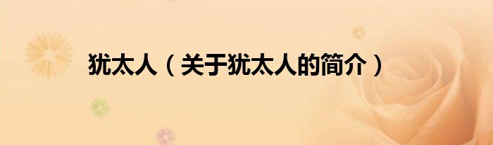 猶太人（關(guān)于猶太人的簡(jiǎn)介）
