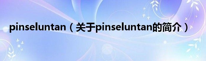 pinseluntan（關(guān)于pinseluntan的簡(jiǎn)介）