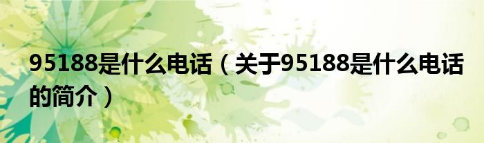 95188是什么電話（關(guān)于95188是什么電話的簡介）