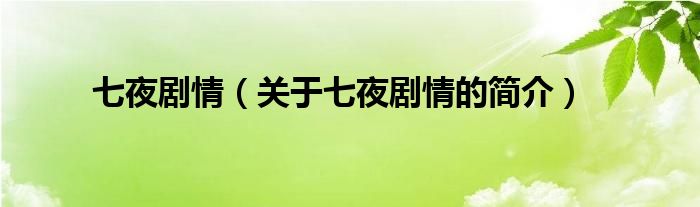 七夜劇情（關(guān)于七夜劇情的簡(jiǎn)介）