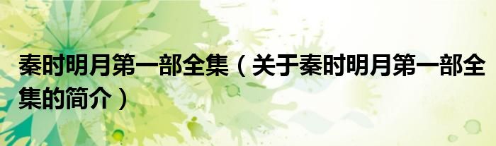 秦時明月第一部全集（關于秦時明月第一部全集的簡介）
