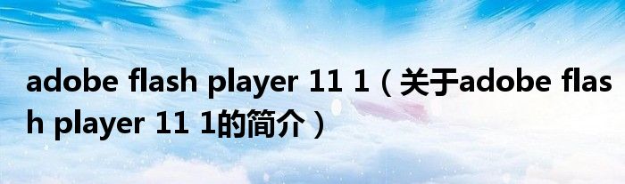 adobe flash player 11 1（關(guān)于adobe flash player 11 1的簡(jiǎn)介）