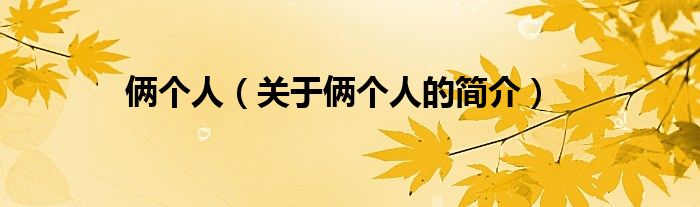 倆個人（關(guān)于倆個人的簡介）