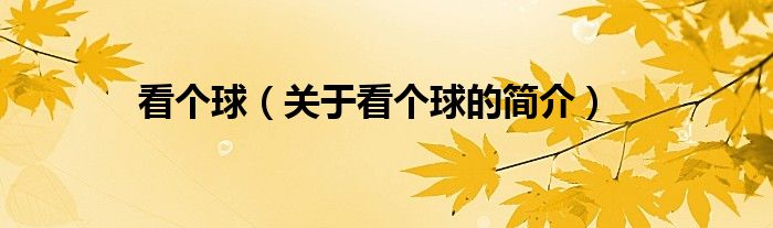 看個球（關(guān)于看個球的簡介）