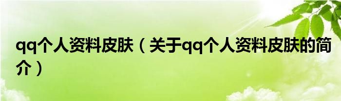 qq個(gè)人資料皮膚（關(guān)于qq個(gè)人資料皮膚的簡(jiǎn)介）