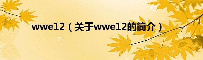 wwe12（關于wwe12的簡介）
