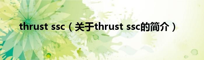 thrust ssc（關(guān)于thrust ssc的簡(jiǎn)介）