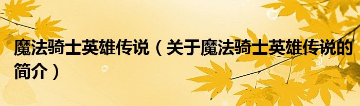 魔法騎士英雄傳說(shuō)（關(guān)于魔法騎士英雄傳說(shuō)的簡(jiǎn)介）