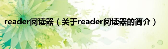 reader閱讀器（關(guān)于reader閱讀器的簡介）
