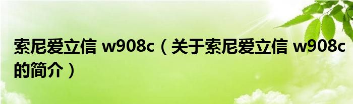 索尼愛立信 w908c（關于索尼愛立信 w908c的簡介）