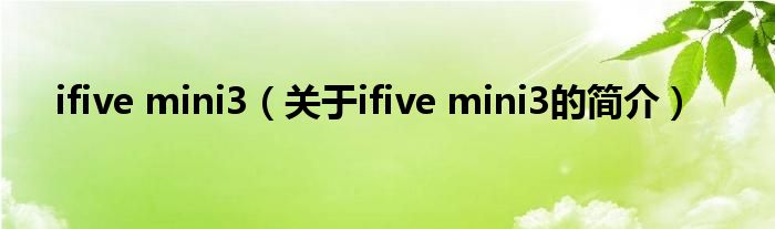 ifive mini3（關(guān)于ifive mini3的簡介）