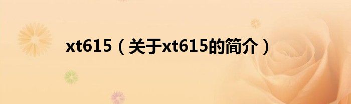 xt615（關(guān)于xt615的簡介）