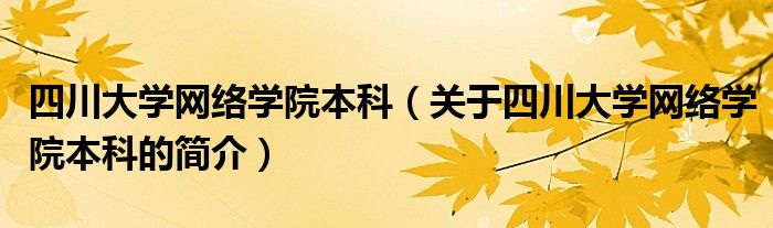 四川大學(xué)網(wǎng)絡(luò)學(xué)院本科（關(guān)于四川大學(xué)網(wǎng)絡(luò)學(xué)院本科的簡介）