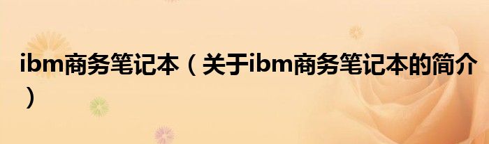 ibm商務(wù)筆記本（關(guān)于ibm商務(wù)筆記本的簡介）