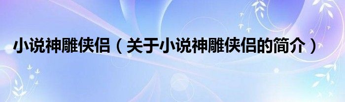 小說神雕俠侶（關(guān)于小說神雕俠侶的簡(jiǎn)介）