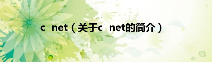 c  net（關(guān)于c  net的簡(jiǎn)介）