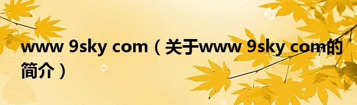 www 9sky com（關于www 9sky com的簡介）