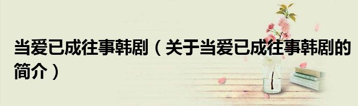 當(dāng)愛(ài)已成往事韓?。P(guān)于當(dāng)愛(ài)已成往事韓劇的簡(jiǎn)介）
