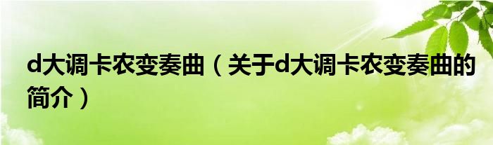 d大調(diào)卡農(nóng)變奏曲（關于d大調(diào)卡農(nóng)變奏曲的簡介）