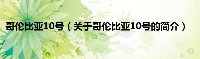 哥倫比亞10號(hào)（關(guān)于哥倫比亞10號(hào)的簡(jiǎn)介）