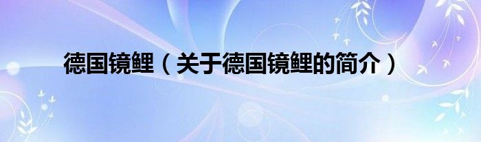 德國鏡鯉（關于德國鏡鯉的簡介）