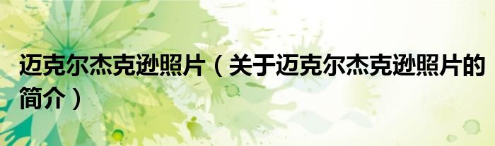 邁克爾杰克遜照片（關于邁克爾杰克遜照片的簡介）