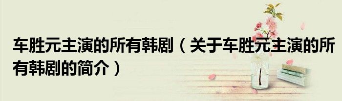 車勝元主演的所有韓?。P(guān)于車勝元主演的所有韓劇的簡(jiǎn)介）