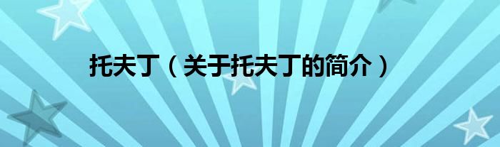 托夫?。P(guān)于托夫丁的簡(jiǎn)介）