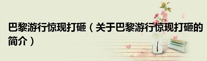 巴黎游行驚現(xiàn)打砸（關于巴黎游行驚現(xiàn)打砸的簡介）