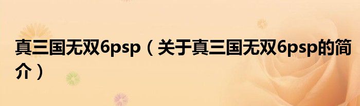 真三國無雙6psp（關(guān)于真三國無雙6psp的簡(jiǎn)介）
