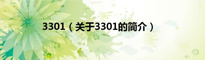 3301（關(guān)于3301的簡介）