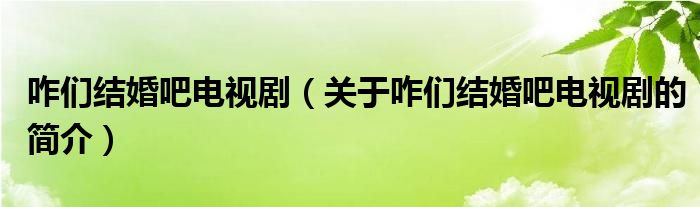 咋們結(jié)婚吧電視?。P(guān)于咋們結(jié)婚吧電視劇的簡(jiǎn)介）