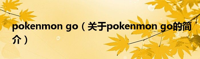 pokenmon go（關(guān)于pokenmon go的簡介）